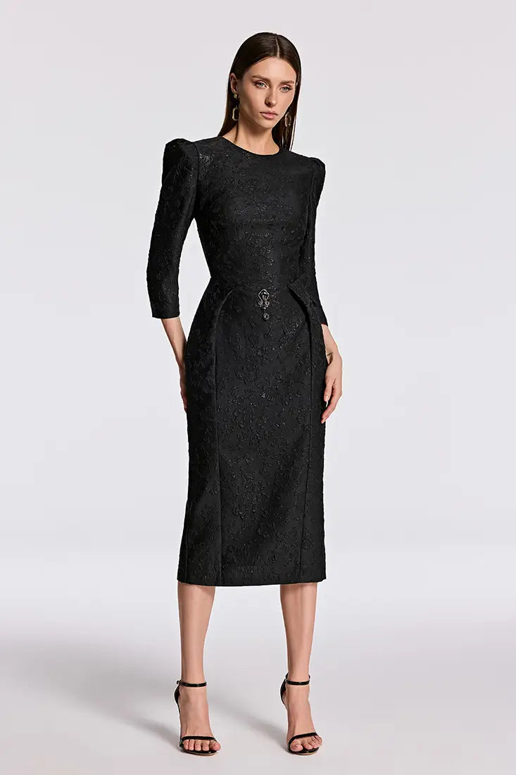 Jacquard Midi Pencil Dress