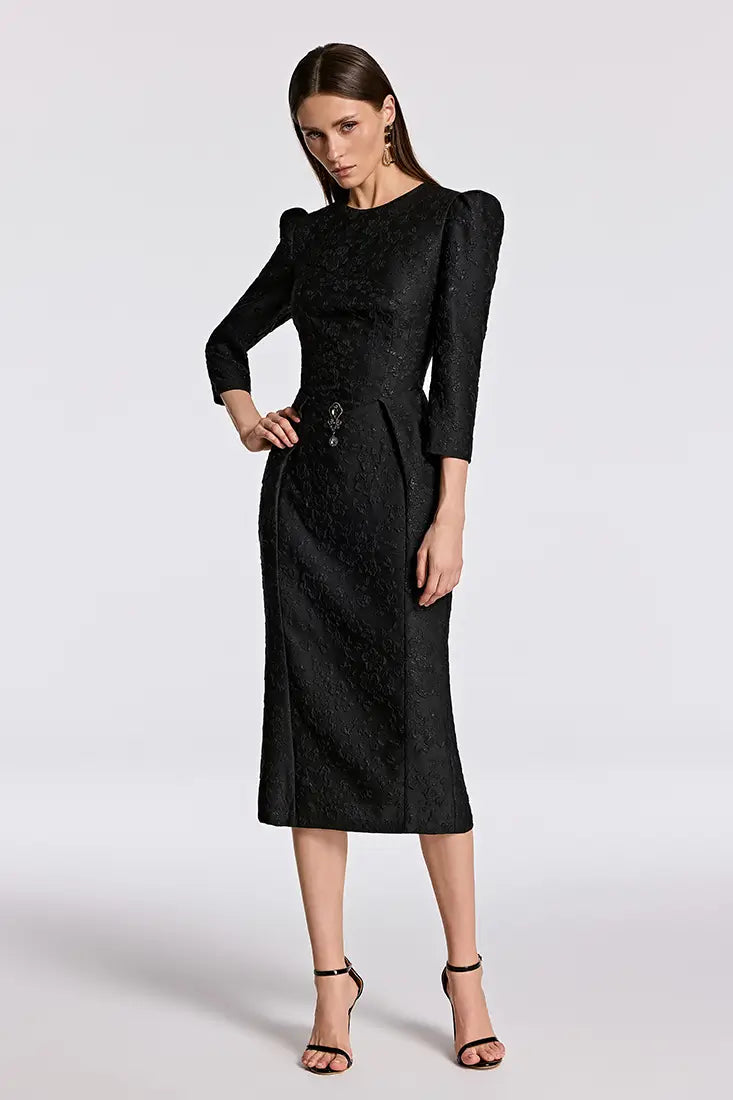Jacquard Midi Pencil Dress