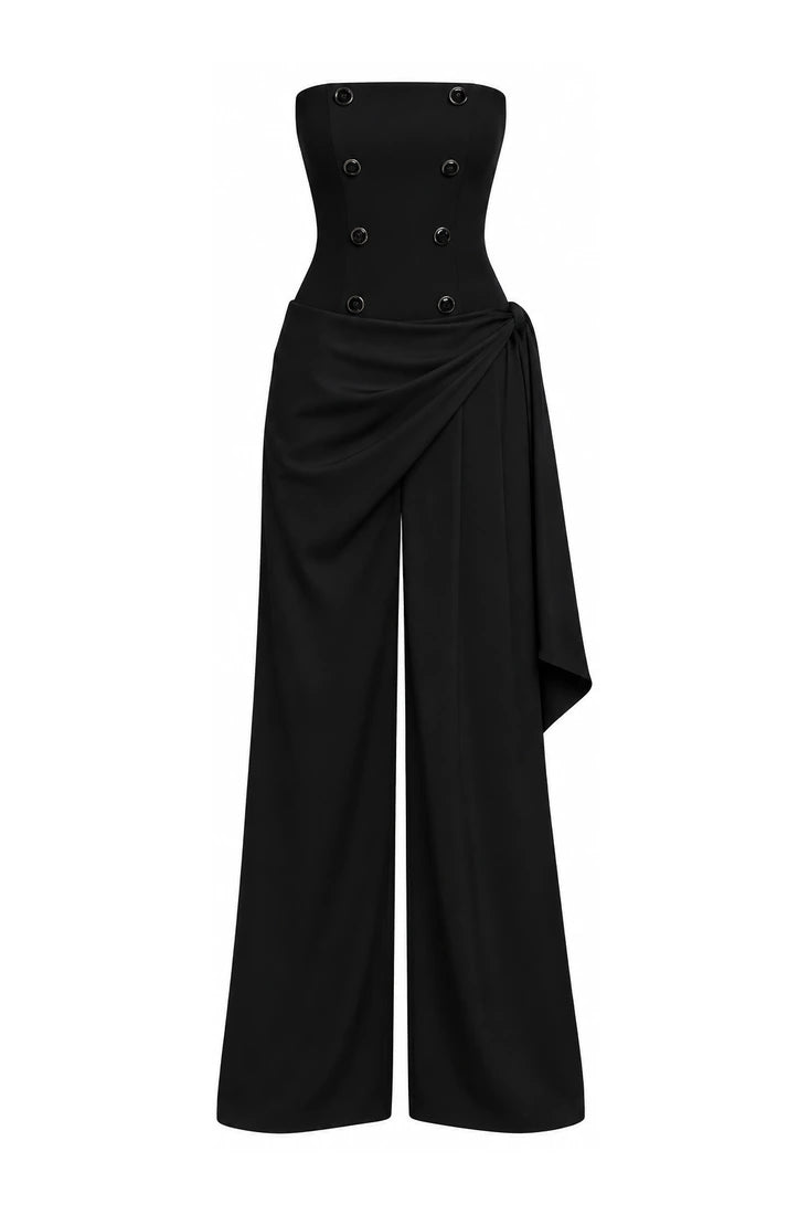 Strapless Double-Breasted Jumpsuit