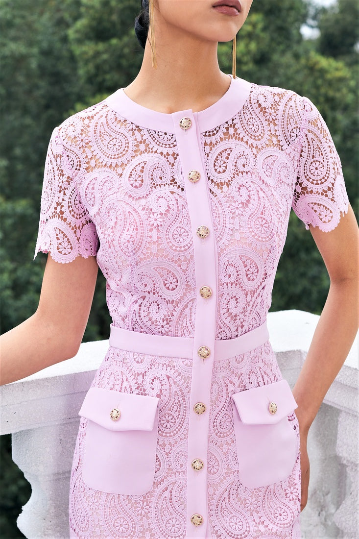 Embroidered lase midi dress