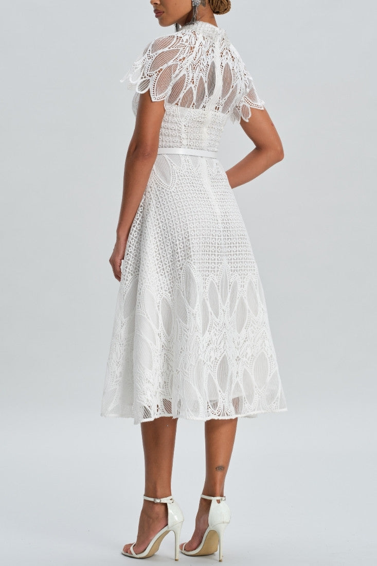 Petals Embroidery Midi Dress