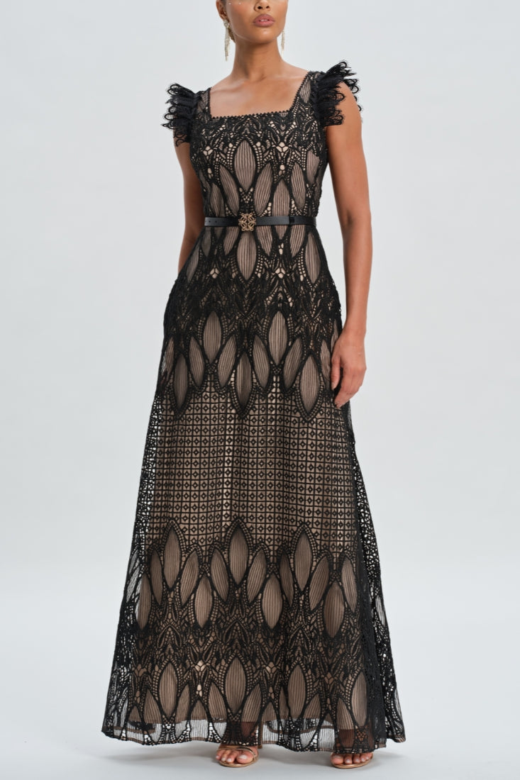 Petals Embroidery Maxi Dress