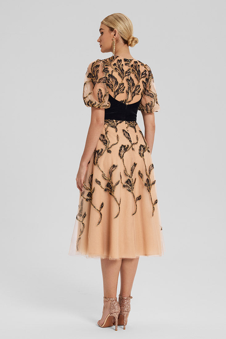 Petal Whisper Tulle Midi Dress