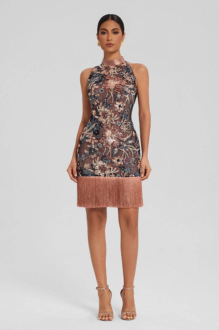 Sequin Fringe Mini Dress Multicolor / M Sequin Fringe Mini Dress Multicolor / M