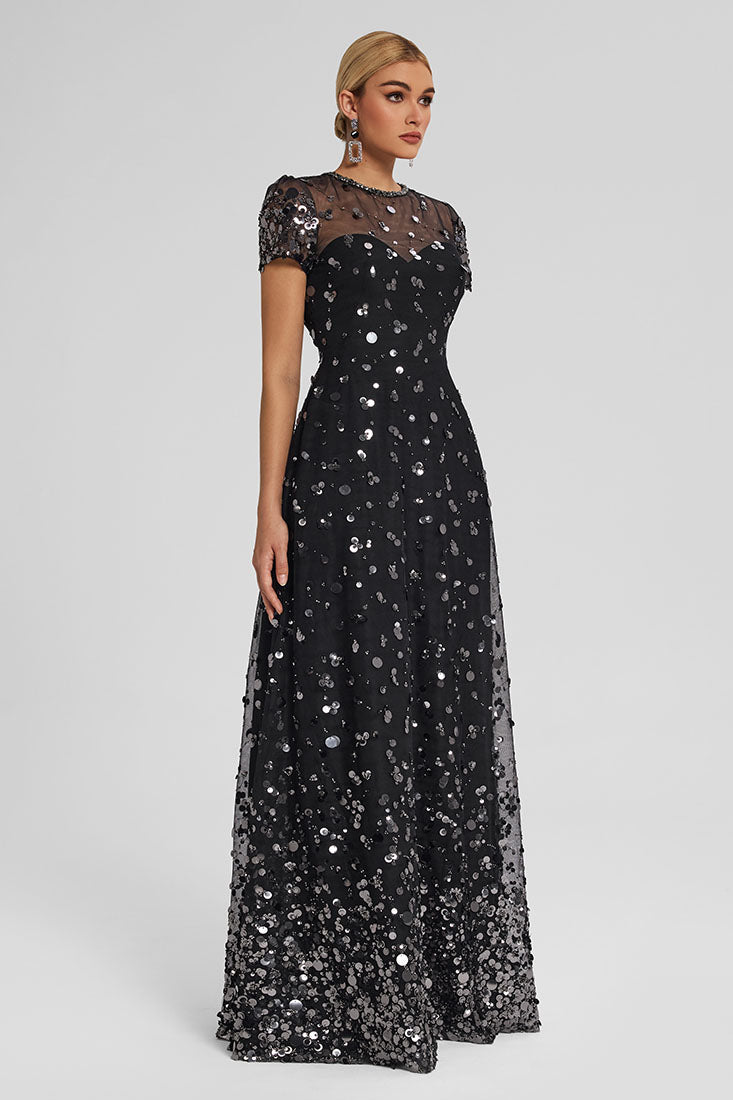 Sequin Tulle Evening Gown