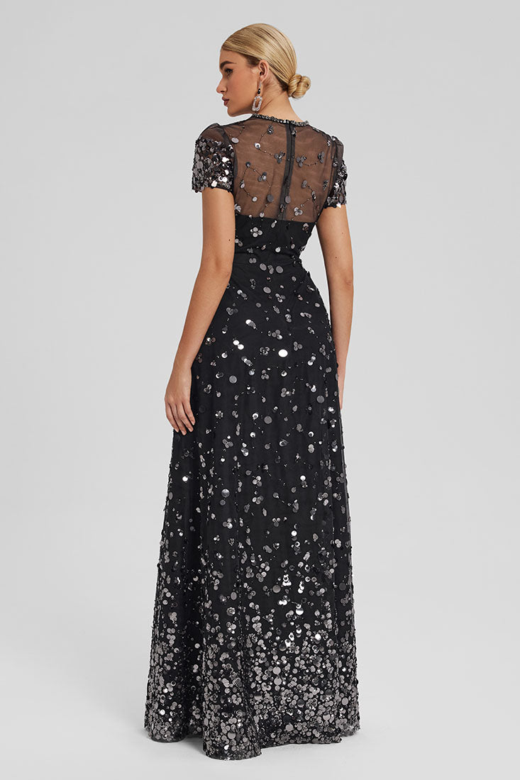 Sequin Tulle Evening Gown