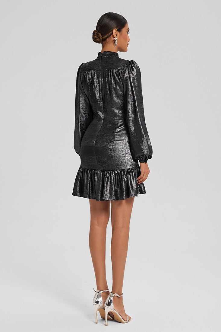 Draped Mini Dress with Ruffled Hem