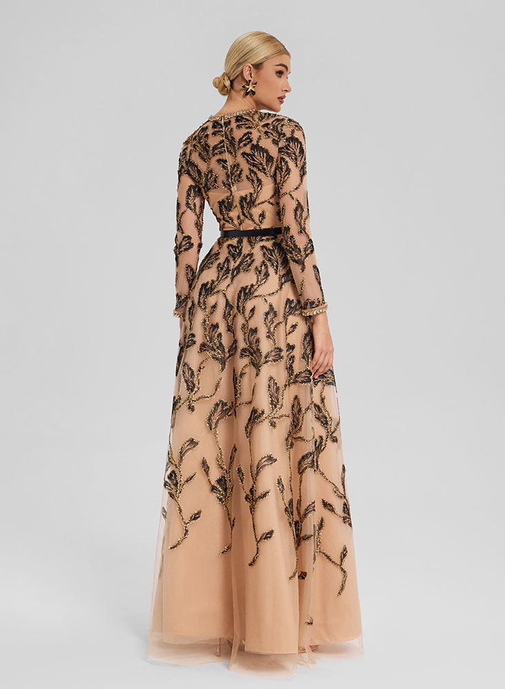 Embroidered Tulle Gown