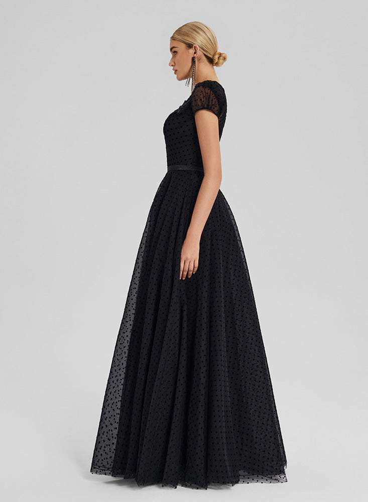 Beaded Tulle Gown