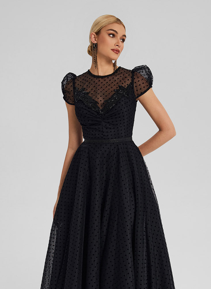 Beaded Tulle Gown Black / M Beaded Tulle Gown Black / M