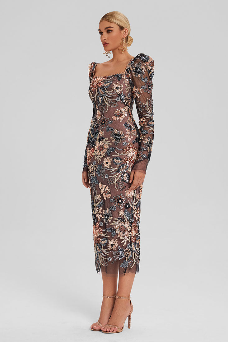 Embroidered Midi Dress