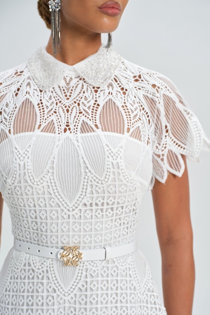 Petals Embroidery Midi Dress