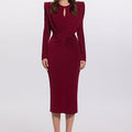 Draped Keyhole Midi Dress