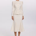 Fringe-Trim Tweed Skirt Suit