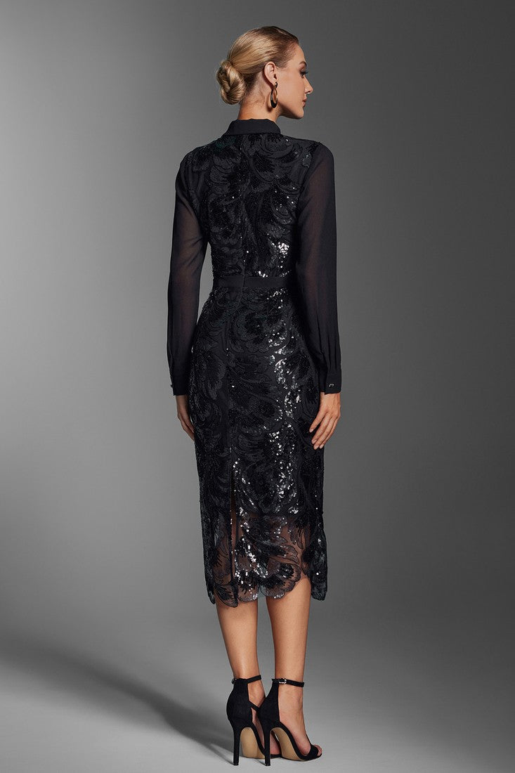 Bow Sequins Midi Dress