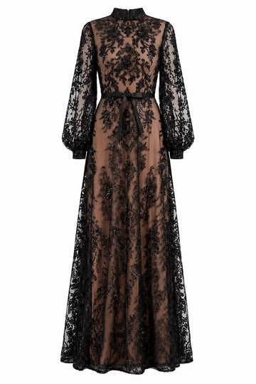 Black Embellished Sheer Maxi Dress