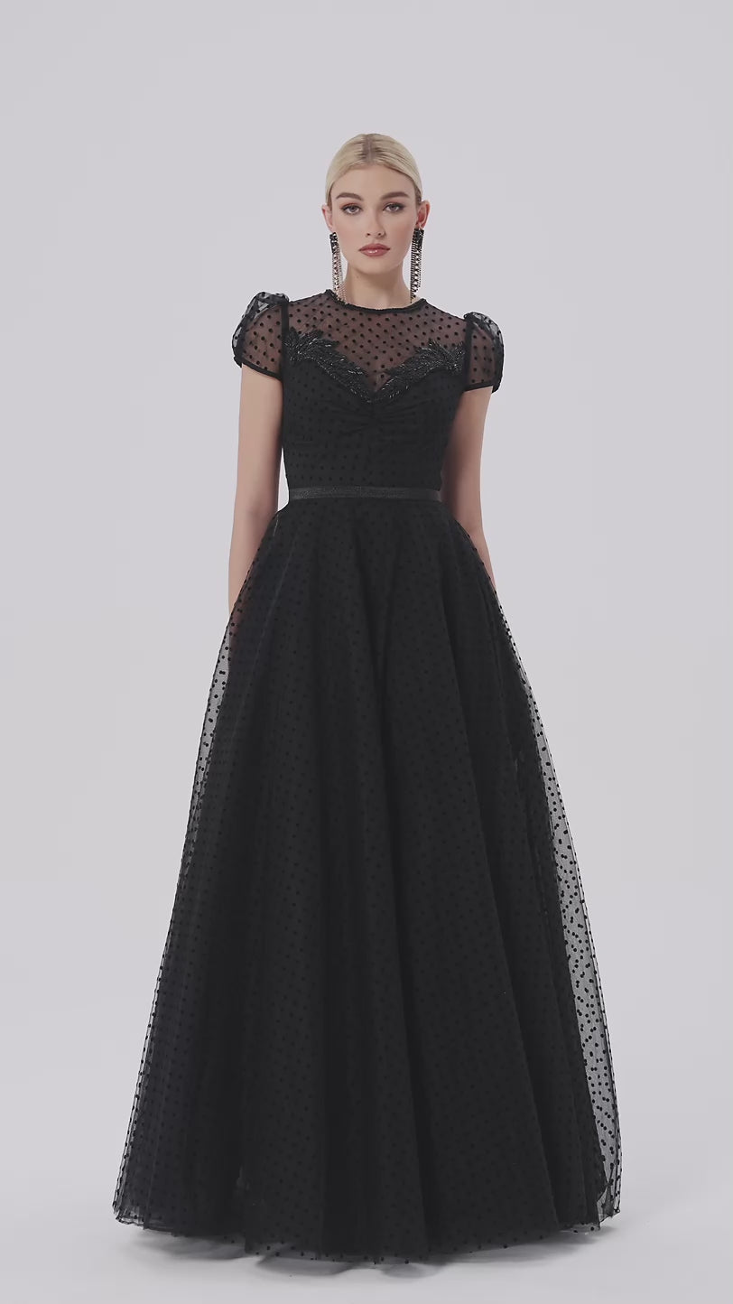 Beaded Tulle Gown