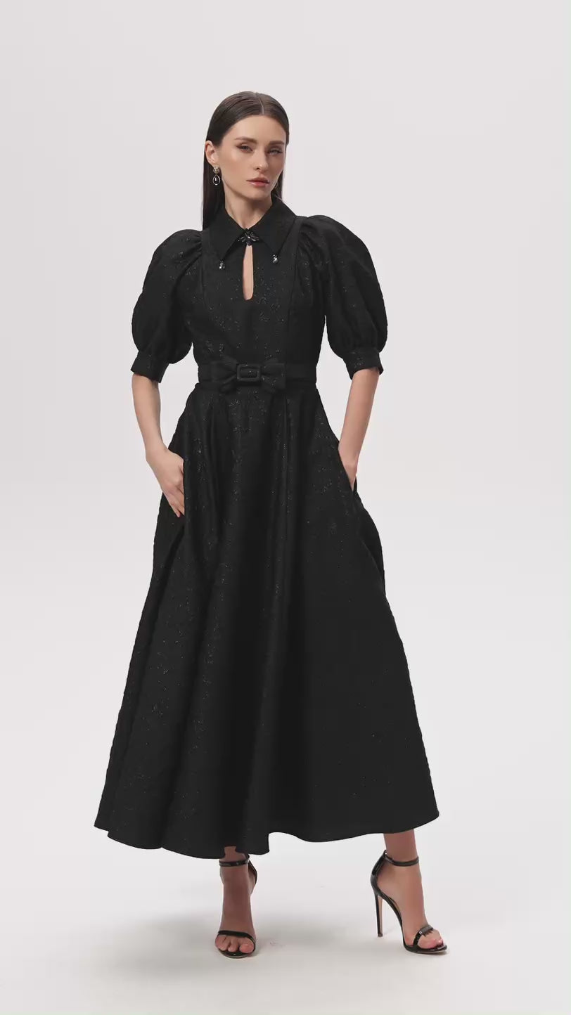 Jacquard Flared Maxi Dress