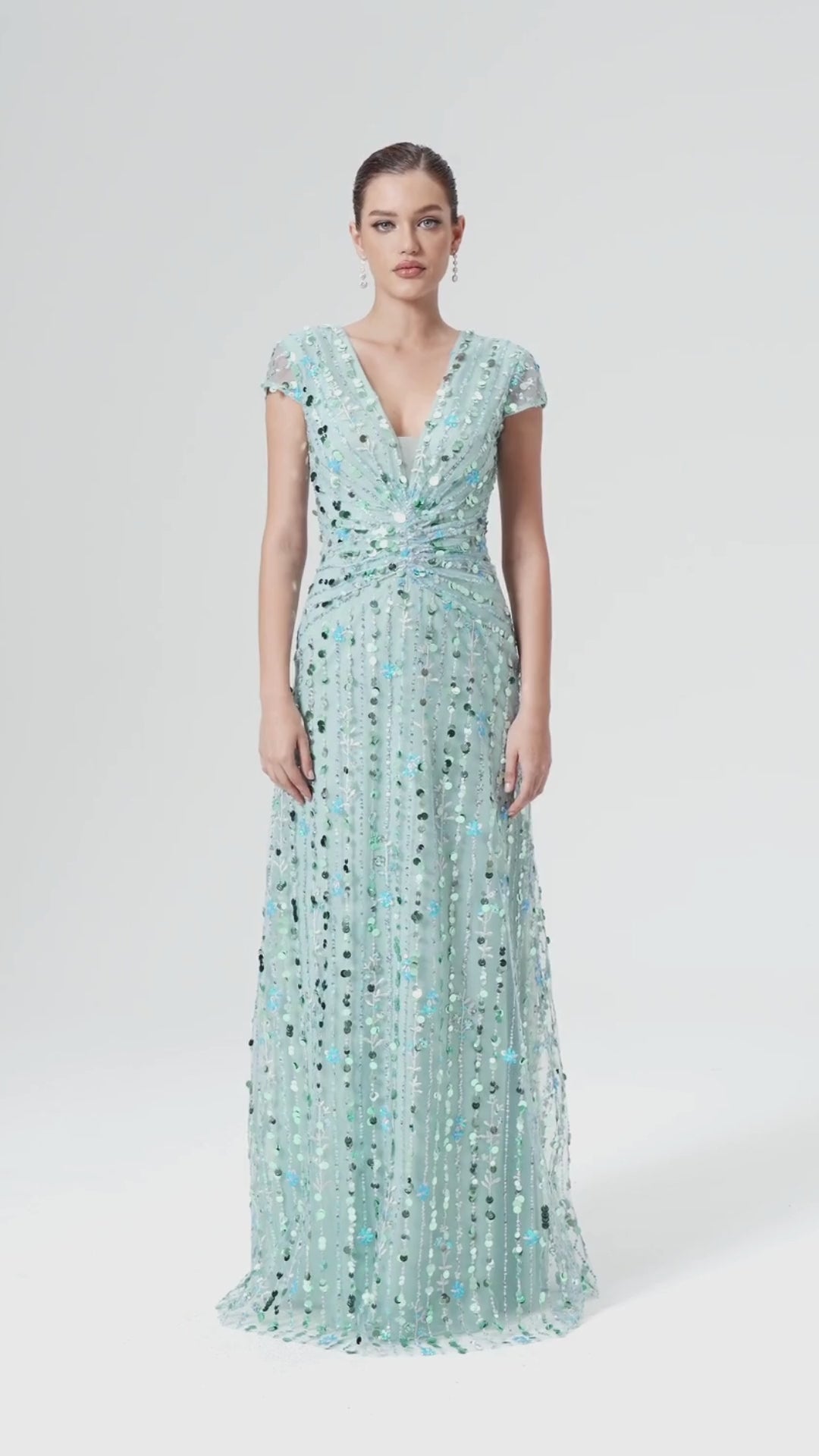 Droplet embroidered long dress
