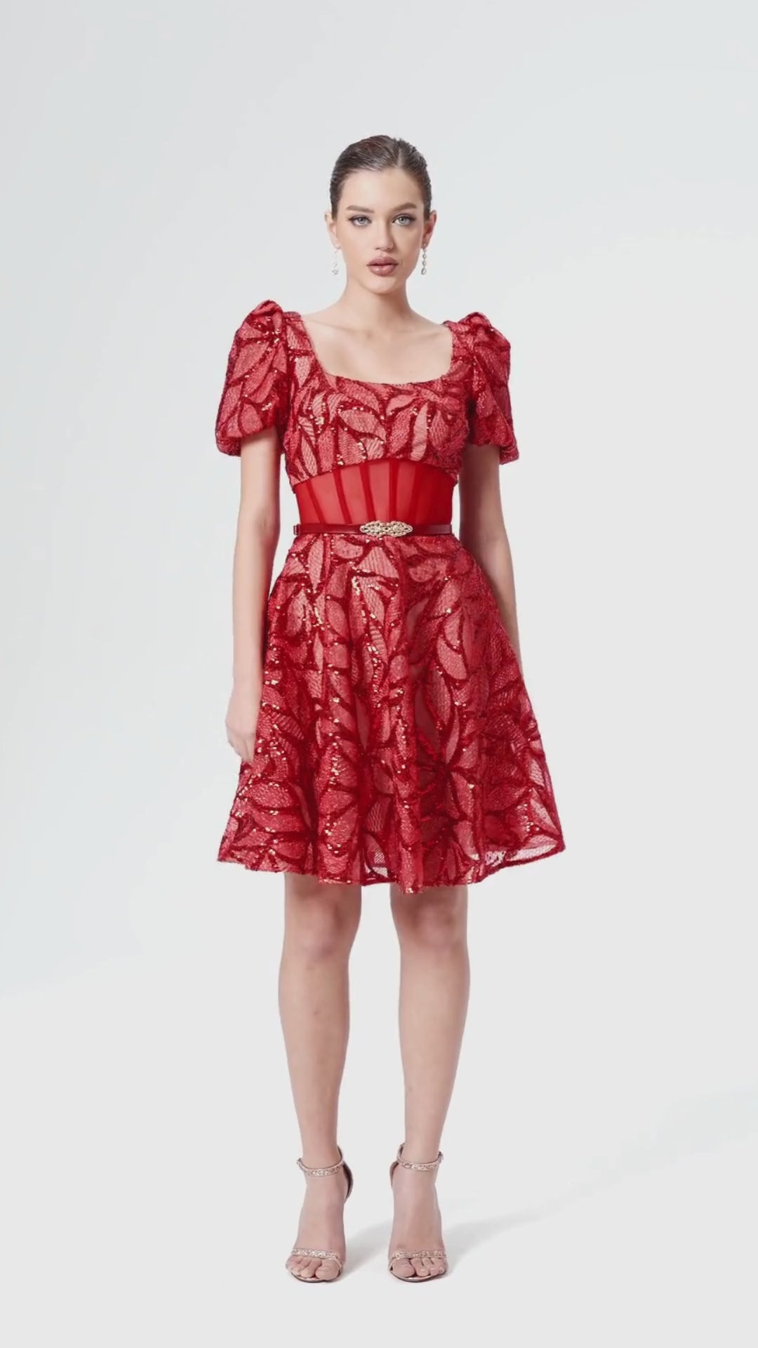 Sequin embroidered short dress