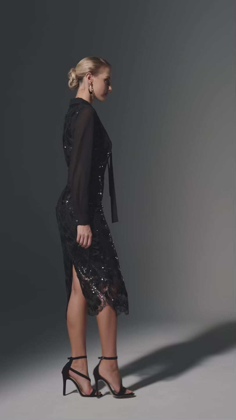Bow Sequins Midi Dress