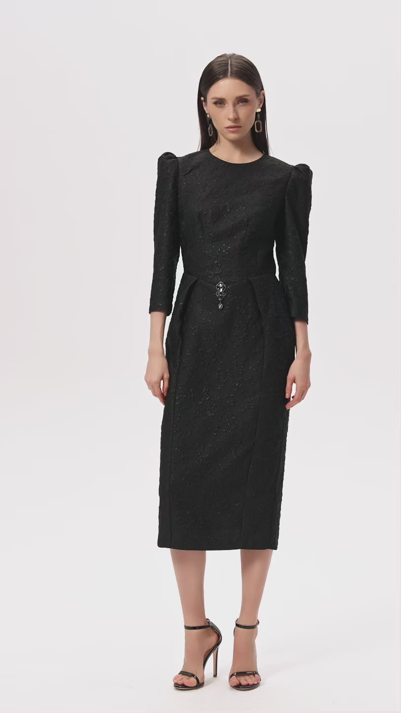 Jacquard Midi Pencil Dress