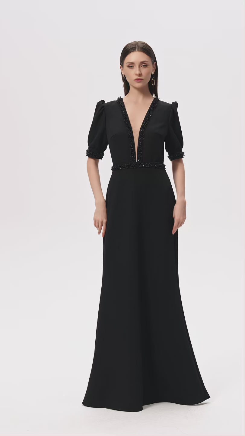 Crepe Evening Maxi Dress
